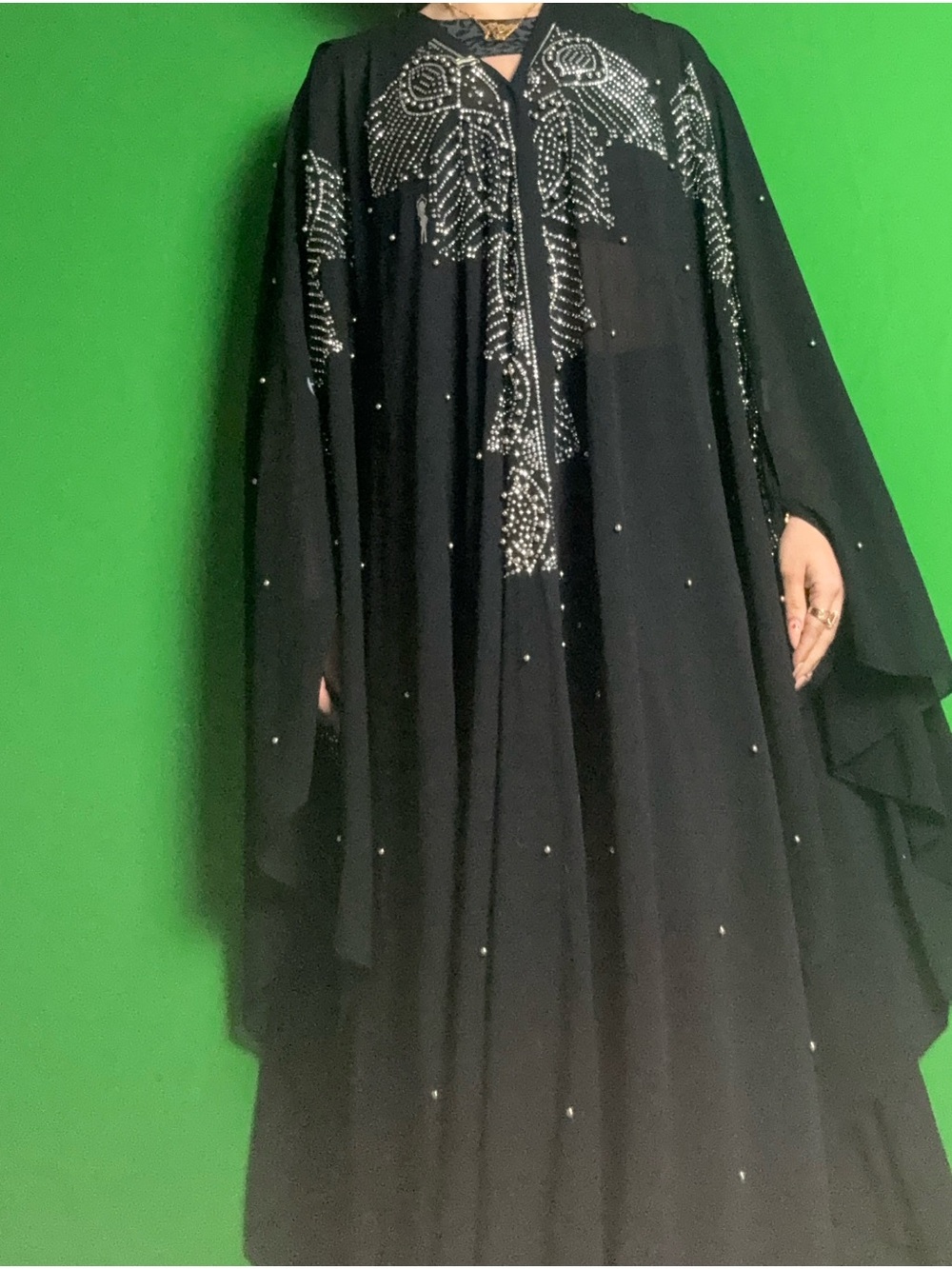 Embellished Black Maxi cover up with Beaded Detail